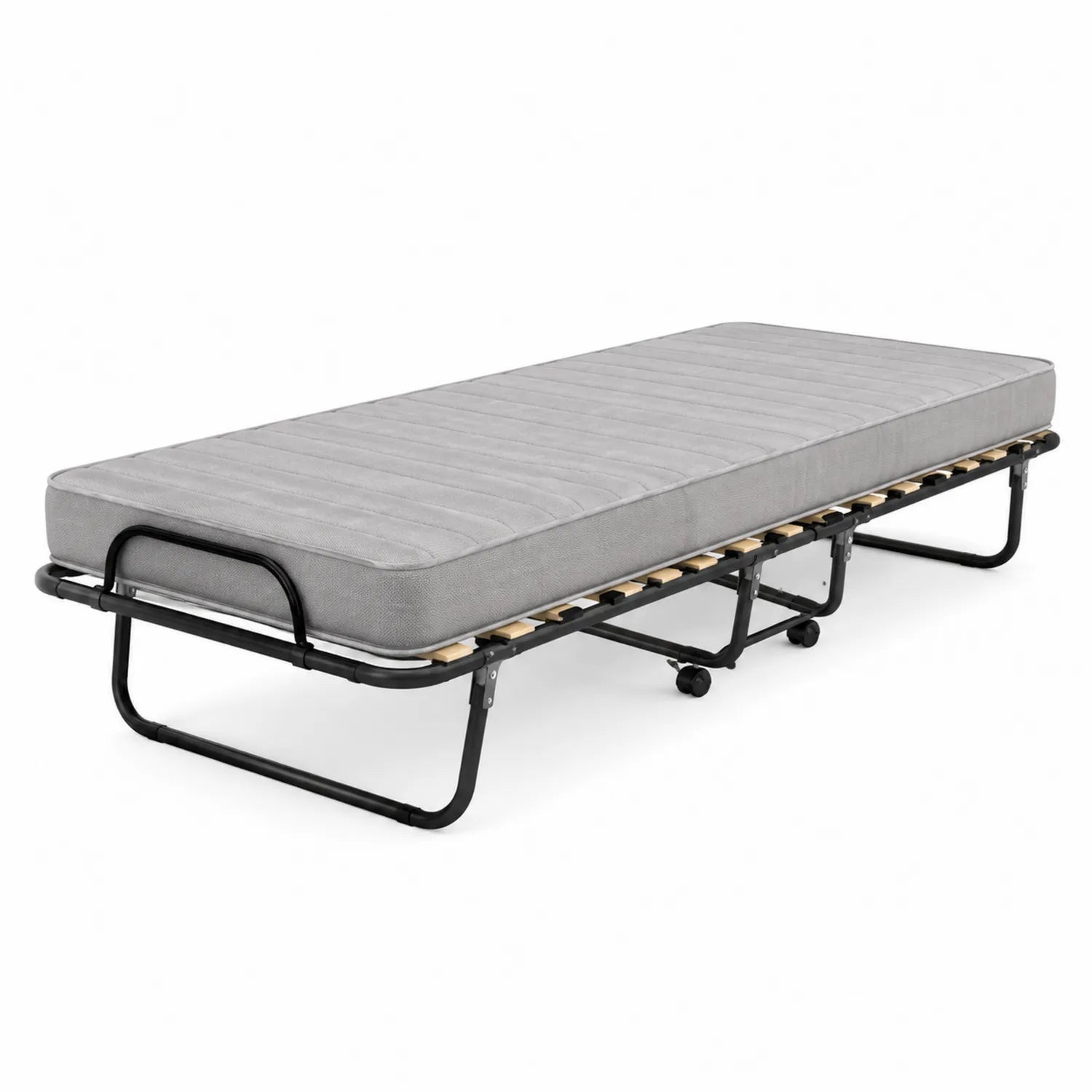 Klappbett aus Metall mit Schaumstoffmatratze Grau 90x190 cm