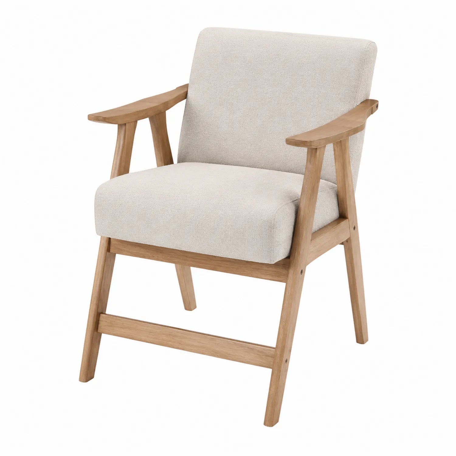 Stuhl mit Eichenholzrahmen und Polyestergewebe Beige