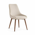 Esszimmerstuhl Beige PU-Leder mit Massivholzbeinen