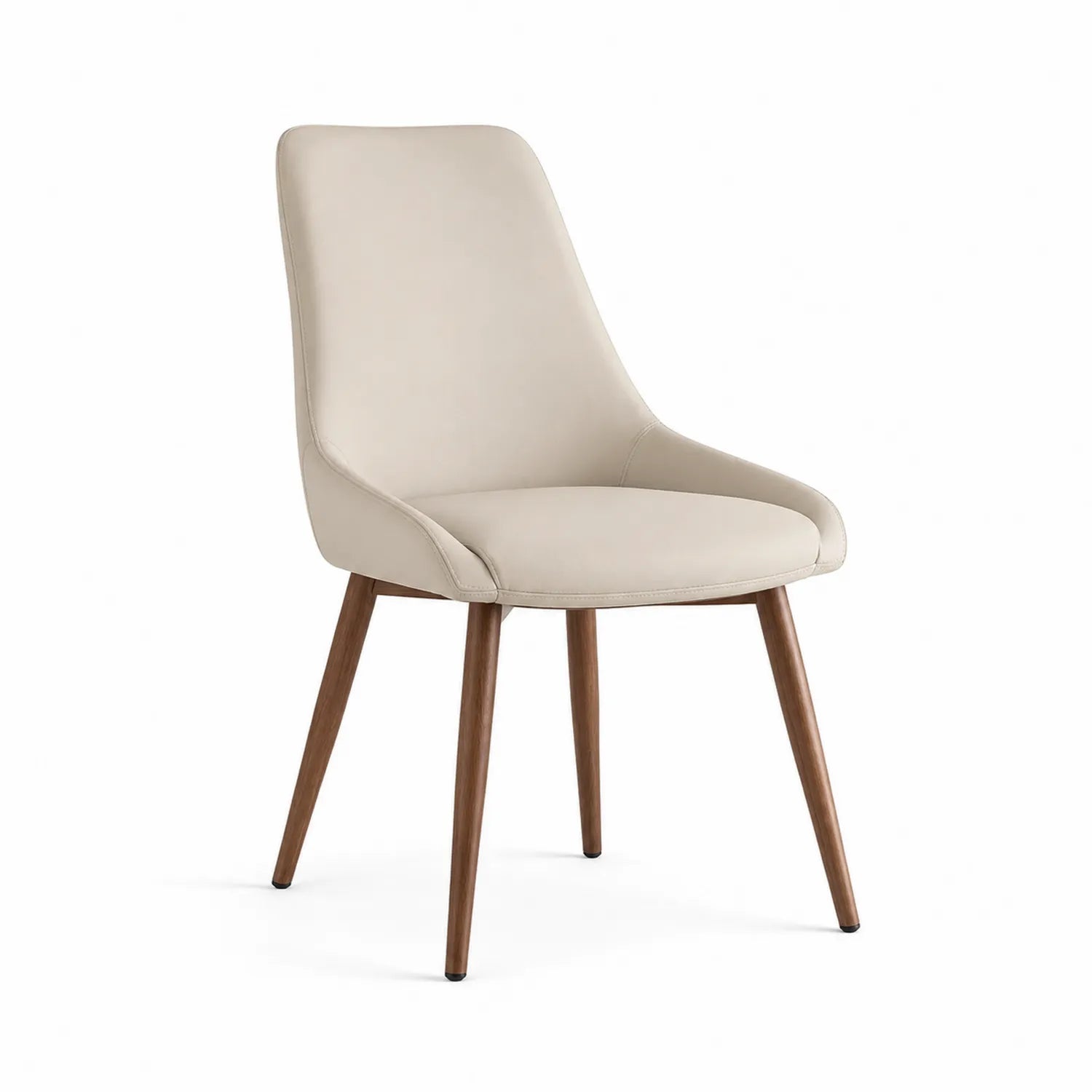 Esszimmerstuhl Beige PU-Leder mit Massivholzbeinen