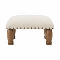 Fußhocker Leinen Beige mit Holzbeinen