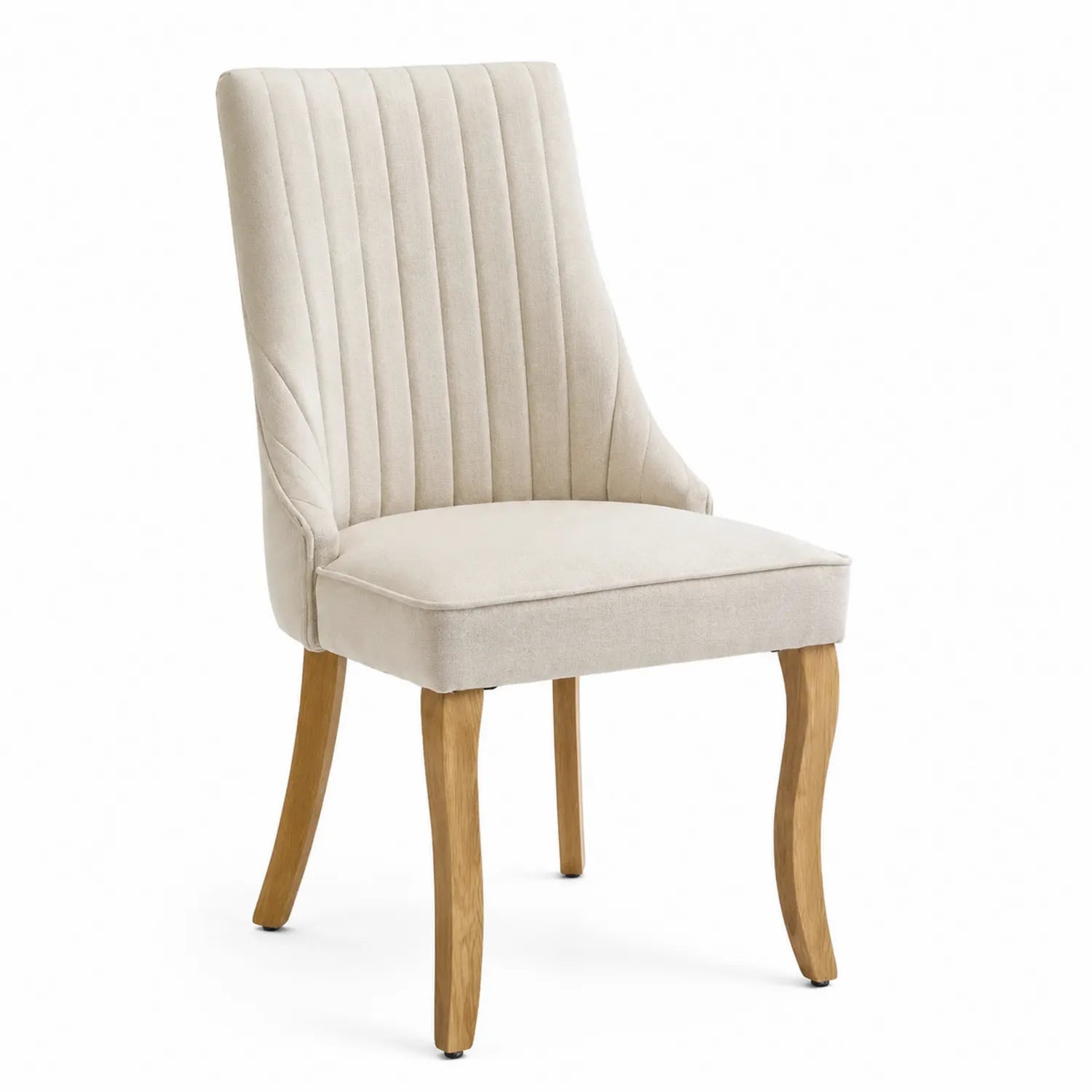 Esszimmerstuhl Samt Beige Eichenholzbeine