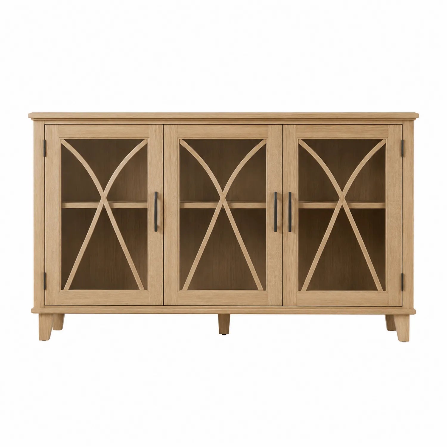 Eichenholz Sideboard mit Glastüren 150x85x40 cm