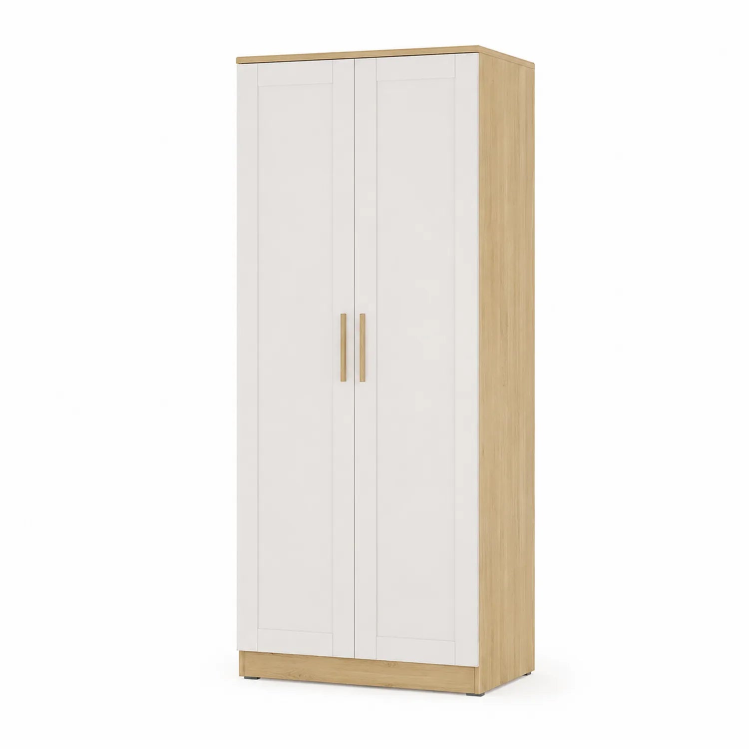 Kleiderschrank Holz Weiß Eichenoptik 200cm