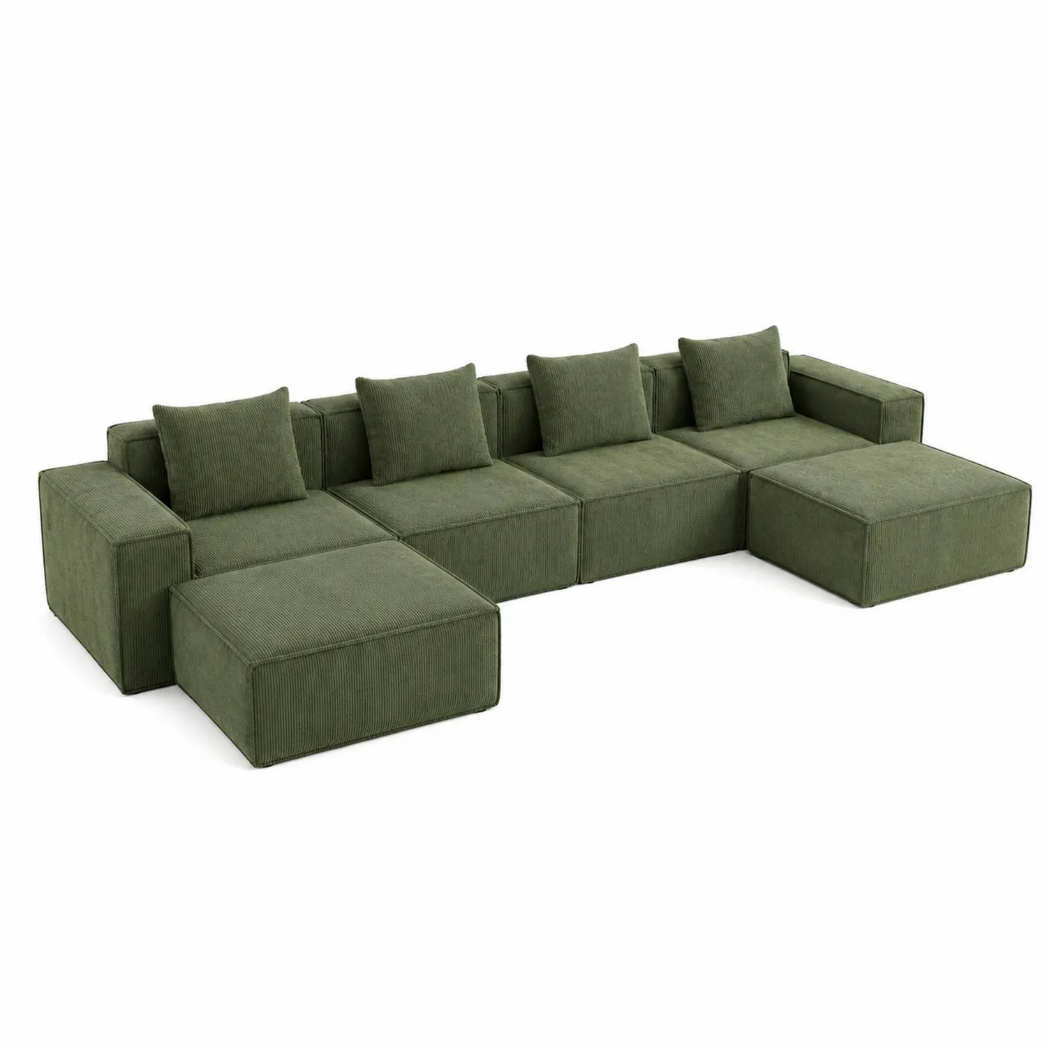 Modulares Sofa Set Kordstoff Olivgrün L-Form 300x95x70 cm