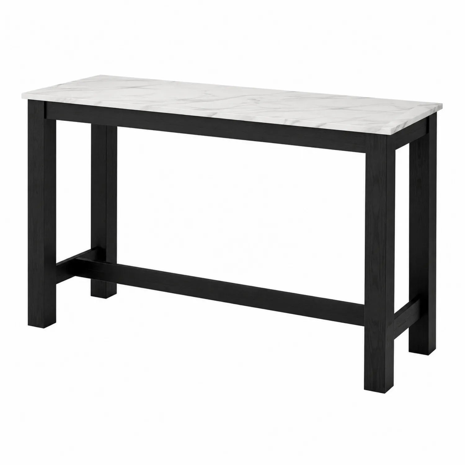 Rechteckiger Tisch mit Marmorplatte und Holzrahmen 120x45x75 cm Weiß/Schwarz